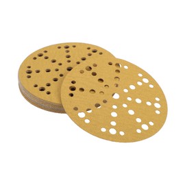 INFINAUTO Schleifscheiben, 6" 49 Loch 100 Körnung Automobilreparatur Runde Klett- und Schleifpapier Aluminiumoxid, Papierbasis Gelb, 20 Stück