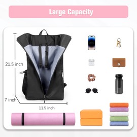 WOMACO Yoga Mat Bag, Adjustable Yogamat Blocks Carrier with Backpack Straps and Side Pockets, Top-Opening Yoga Backpack for Yoga Accessories (Black)