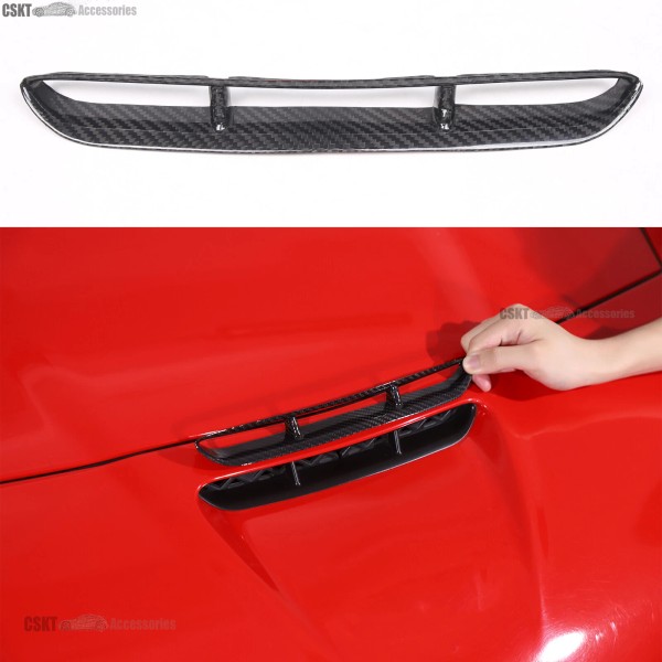 Unbranded Real Carbon Fiber Hood Intake Vent Scoop Cover Trim