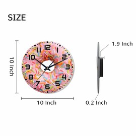 NOMEDOGYIM Donuts Wall Clock Single Pink Ones Battery Powered Wall Clock Silent Non Ticking 10 Inch for Living Room, Kitchen, Home,Bathroom, Bedroom