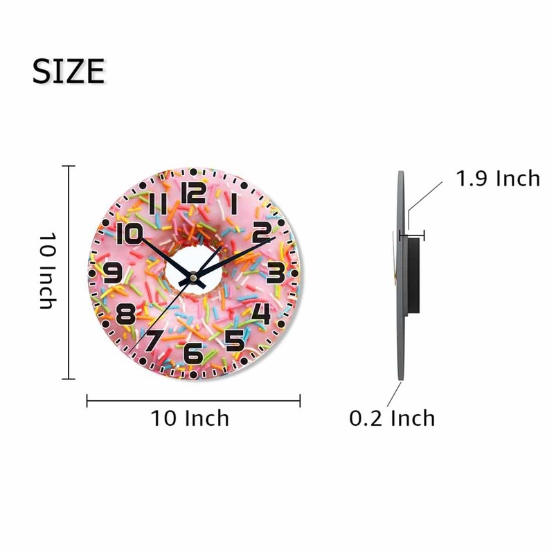 NOMEDOGYIM Donuts Wall Clock Single Pink Ones Battery Powered Wall