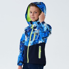 MGEOY Boys Rain Jacket Lightweight Waterproof Hooded Fleece Lined Raincoat Windbreakers for Kids Blue 12/14