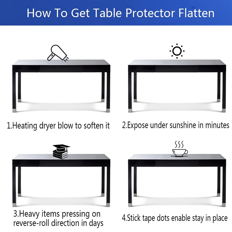 Clear PVC Desk Protector Plastic Crystal Tabletop Topper Thick Small
