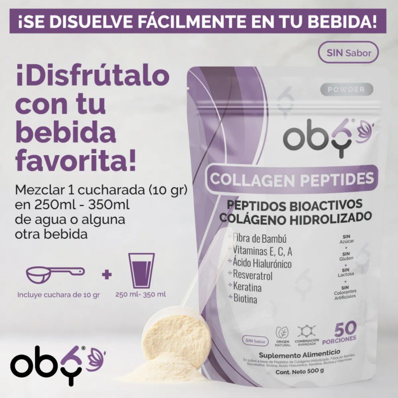 Peptidos Colageno Hidrolizado Polvo Biotina Vitaminas Oby