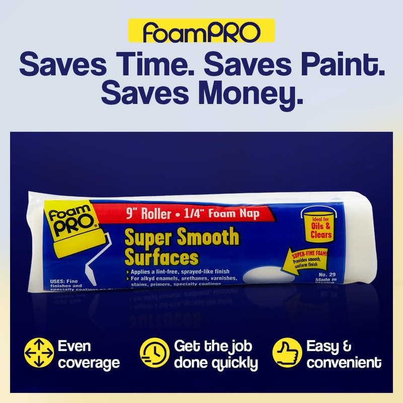 FoamPRO 29 Foam Paint Roller, 9" x 1/4" - Smooth