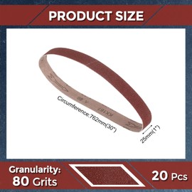 Kozelo 20 Pcs Sanding Belts 1 x 30 Inch 80 Grit Aluminum Oxide Abrasive Sandpaper for Belt Sander Metal Grinding Wood Working Weld Rust Removal