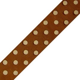 Organza Polka Dots Wired Ribbon, 50-Yard, 2-inch (Copper w/White Dots)