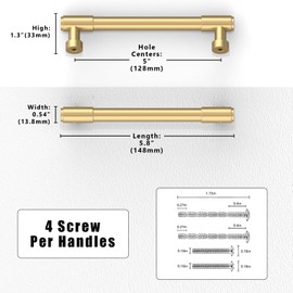 Asimerdeco 10 Pack Champagne Bronze Cabinet Pulls 5 Inch(128mm) Kitchen Cabinet Handles Solid Zinc Alloy Cabinet Hardware Drawer Pulls