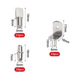 YIXISI 55 PCS 3 Styles Shelf Support Pegs Pins, Stainless Steel Shelf Pins Support Shelf Rest Brackets Pins, for Kitchen Cabinet Bookcase Furniture, 5mm, 6mm