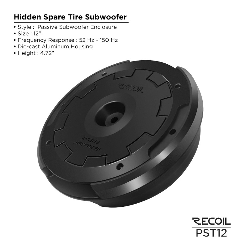 Recoil PST12 Hidden 12” Passive Car Audio Spare Tire Subwoofer