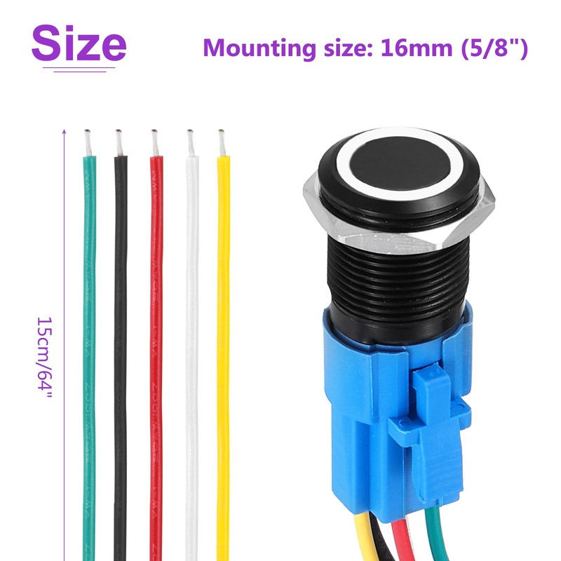 DMiotech 2 Pcs 16mm / 5/8" Push Button Switch, IP66