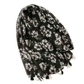 FAIRYGATE Womens Scarves Lightweight Fashion Soft Large Oversized Scarf Women Shawl Wrap Ladies Scarfs Gifts Black and White Flower Print Stoles 61011