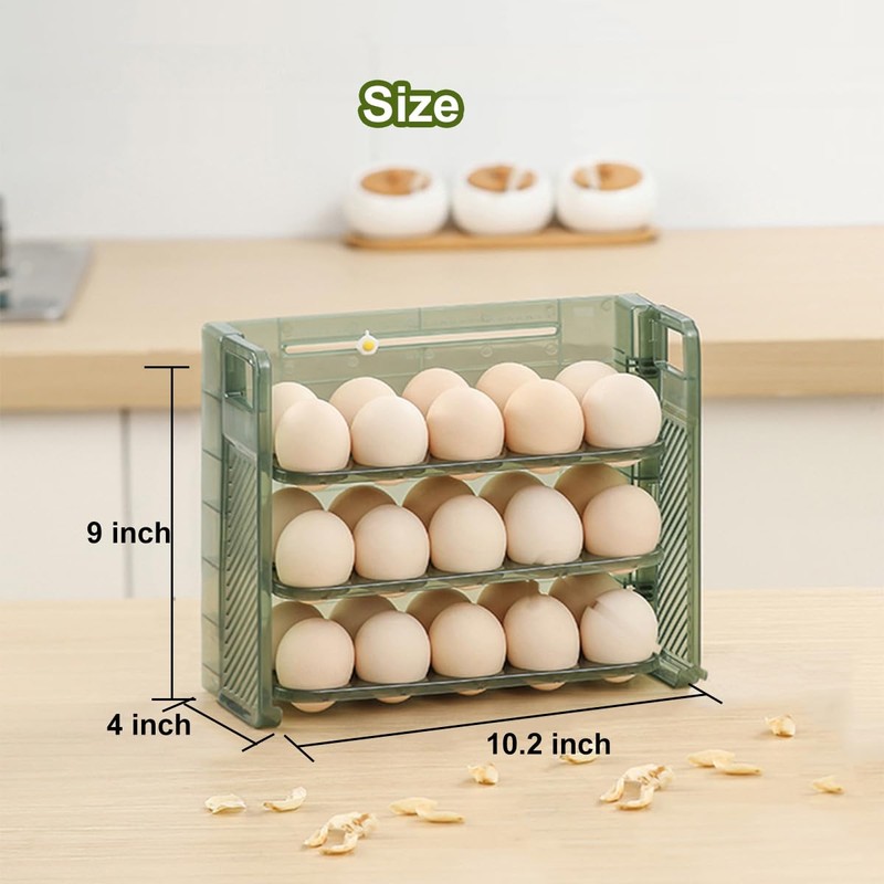 Longhuo 60 Grid Container, 2 Pack Egg Holder for Fridge,