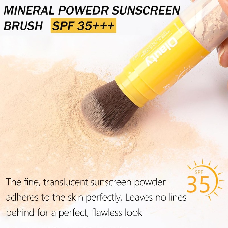 Mineral Sunscreen Setting Powder, SPF 35 Brush Sunscreen Powder for