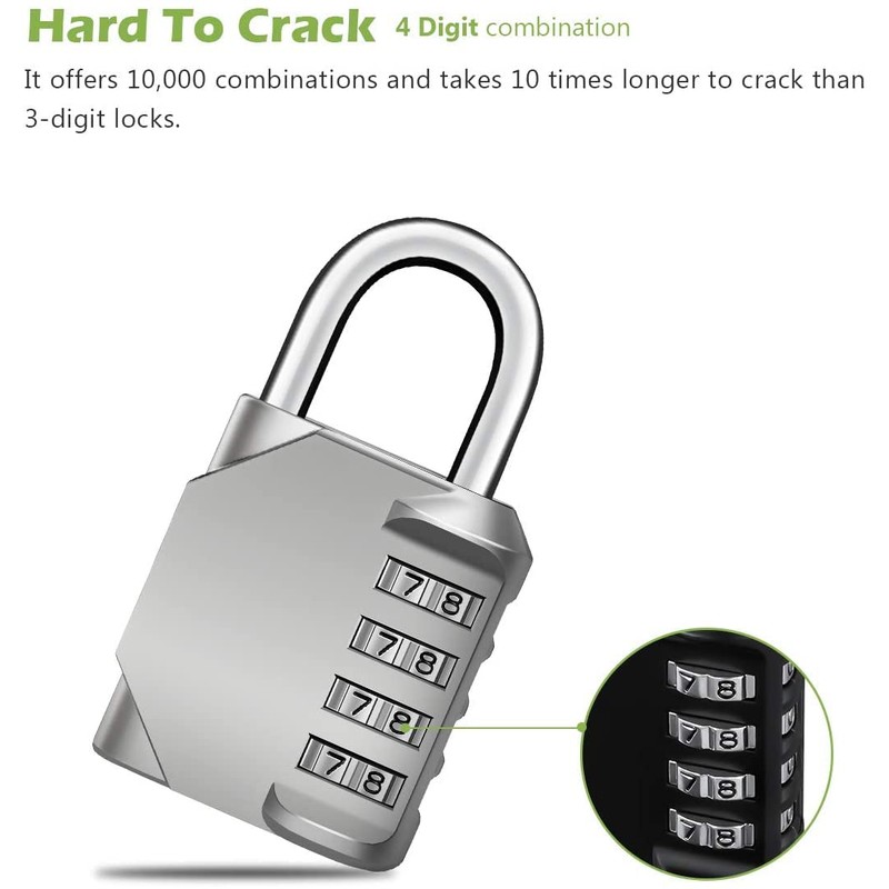 Combination-Lock 4 Digit Outdoors Waterproof Padlock Number Lock for School