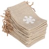 25Pcs Drawstring Bag Like Linen Snow Pattern Gift Bag Christmas