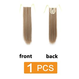 prinfantasy Ponytail Extension Wrap Around One Piece Straight Pony Tial Hair Extensions Synthetic Clip on Hairpiece Extension for Girl Lady Women Ombre Light Brown Mix,GBMW048