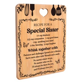 Sister Birthday Gifts - "Recipe for a Special Sister" Sister Gifts Cutting Board, Bamboo-Made Engraved Birthday Gifts for Sister, Sister Christmas Gifts Chopping Board