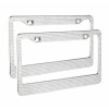 Carbole 2PACK Bling Metal License Plate Frame Tag Sparkling Glitter