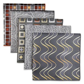 Shlax & Wing Men's Pocket Square Set of 5 Business Striped Silk - HSET2-80, HSET2-80