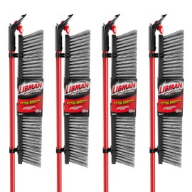 Libman Commercial 879 Rough Surface Push Broom, 64" Length, 24" Width, Black/Red/Grey (Pack of 4)