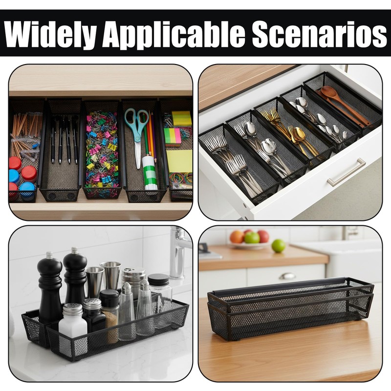 Caeuiciw 6PCS Drawer Organizer for Kitchen, Utensil Mesh Drawer Organizer