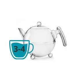 Bredemeijer Duet Bella Ronde 1303CH Double Walled Teapot 0.75 Litre Stainless Steel High Gloss Chromed Fittings