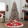 Christmas Tree Skirt, Red Xmas Tree Ornaments Linen Christmas Tree