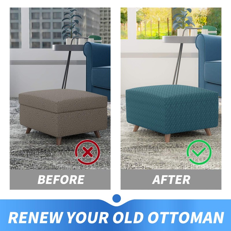 MAXIJIN Jacquard Ottoman Cover Slipcovers Folding Storage Stool Furniture Protector