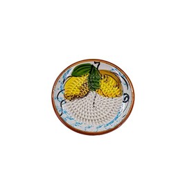 Kaladia Ceramic Grating Plate/Ceramic Slicer, Ideal for Ginger, Parmesan, etc. in White with 2 Lemons, Diameter: 12 cm, Handmade and Hand-Painted in Spain