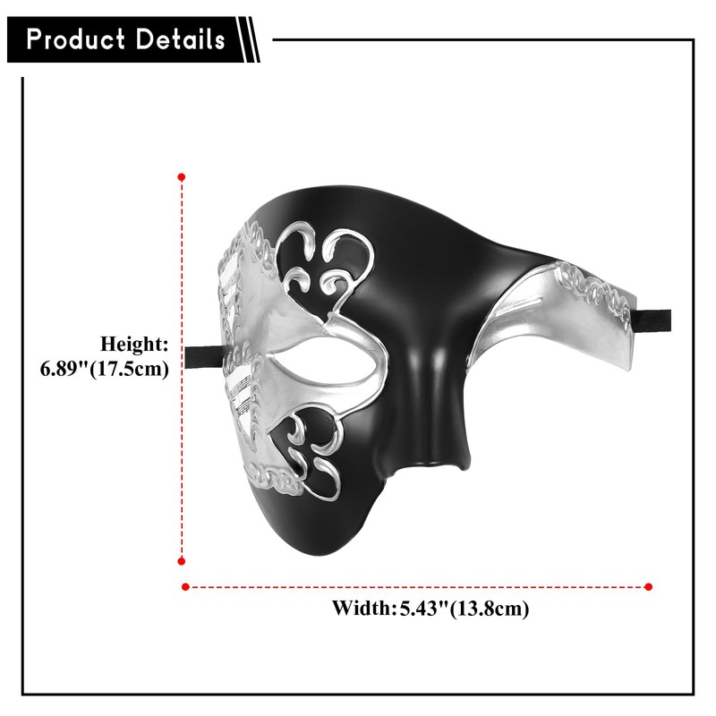 Oidea Half Face Masquerade Mask for Men: Vintage Italy Phantom