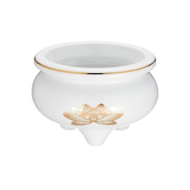 マルエス 御仏具 白上金ハス香炉 3.0寸 10S093-3 ホワイト