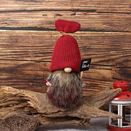 AWISBI Wine Gnome Plush Decor, Gnome Decorations for Home, Wine Decor for Kitchen, Kitchen Table Tiered Tray Decor, Handmade Swedish Tomte Figurine Plush Elf, 10inch, Red