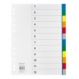 Soennecken Register Blank 12 Sheets, Full Height Graphics Card for 22.5 x 29.7 cm (W x H): A4, 11-Hole Punching, farbig