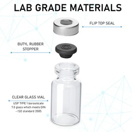 Knixxo 10 Pack 3ml Sealed Sample Vials, Transparent Glass Vials with Self Healing Injection Port