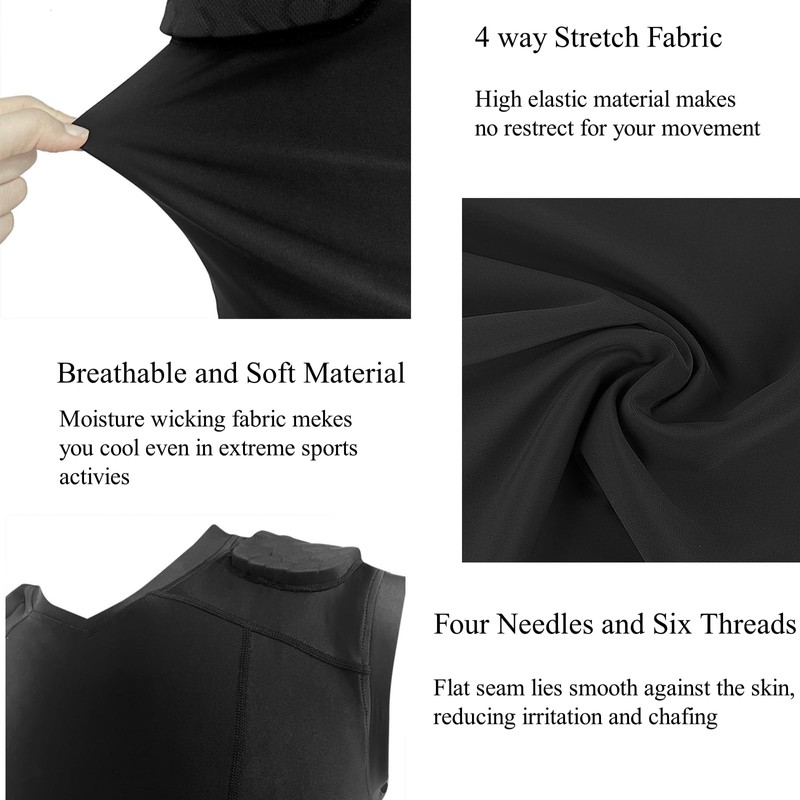 STONEKISS Padded Compression Shirt with Chest, Rib, Shoulder, Back Protection