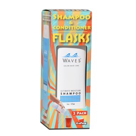 GoPong Shampoo & Conditioner Flasks (32 oz Total) - Hidden Alcohol Travel Flasks - 2 Secret Liquor Containers for Cruises – Includes Funnel & Spout