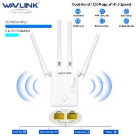 WAVLINK AC1200 Dual Band Wireless Amplifier Signal Booster WiFi Range Extender Repeater