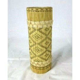 Unbranded NOS Vtg 60s Woven Raffia Lamp Column Spacer Tube 8.5" Tiki Bar Decor Repurpose 2