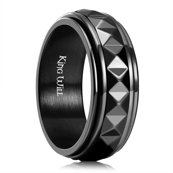 King Will Mens Black Spinner Rings Stainless Steel Fidgets Multi
