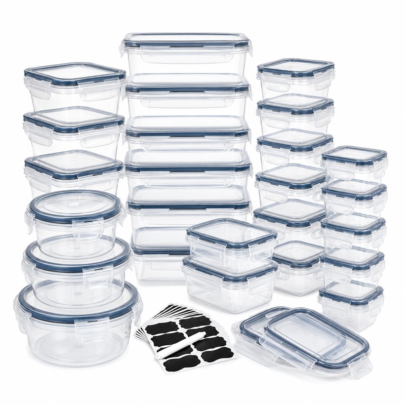 48-Piece Airtight Food Storage Container Set, 24 BPA-Free Stackable Plastic