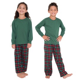 PajamaGram Boys Pajamas - Girls Flannel Pajamas, Red & Green Plaid, 8