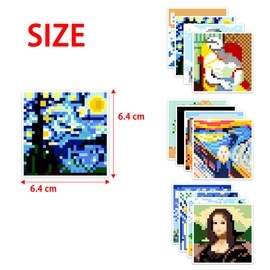 QTQTQ Pixel Art Famous Painting Fridge Magnets (12 Pcs) Classic Funny PVC Metal Magnet Sticker, Flexible Reusable Retro Decorations for Office Cabinets Fridge Locker for Teens Kids