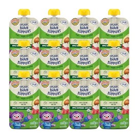 Earth's Best Organic Toddler Food, Apple Raspberry Avocado Brain Support Yogurt Smoothie, 4 oz Pouch (12-pack)