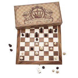 AMEROUS 12" x 12" Magnetic Wooden Chess Set for Kids and 6 up Age, 2 Bonus Extra Queens, Folding Board with Storage Slots, Handmade Chess Pieces, Portable Travel Chess Board Game Sets