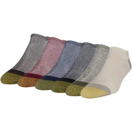 GOLDTOE Men's 656F Cotton No Show Athletic Socks, Multipairs, Khaki/Olive/Black/New Navy/Red/Brown Heather (6-pairs), Large