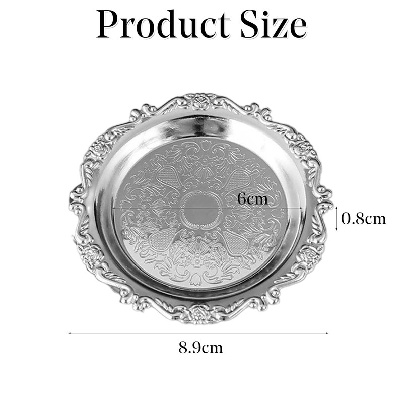 Vintage Trinket Dish Tray Holder, Embossed Design, Silver Tone