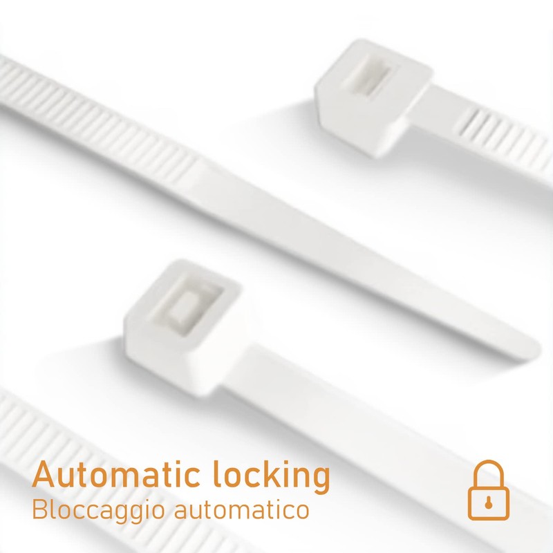 200mm x 2.5mm White Plastic Cable Ties Nylon Cable Ties