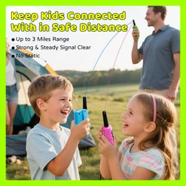 BATURU Rechargeable Walkie Talkies for Kids 3 Miles Long Range, 22 Channels Walkie Talkie with Clear Sound, Battery-Saving Kids Walkie Talkies 3 Pack, Stocking Stuffers for Girls Boys Age 5-10
