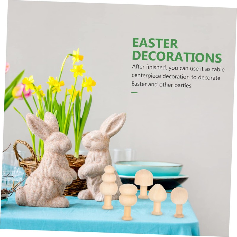 jojofuny 10pcs Unpainted Wooden Mushroom Set Assorted Smooth Texture Lightweight